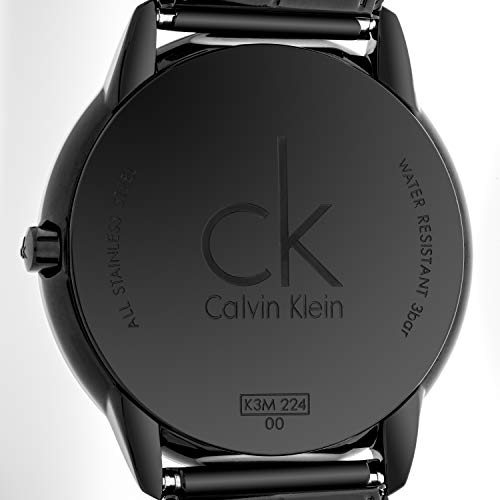Calvin Klein Minimal Unisex Mesh Bracelet with Black Dial CK Logo Watch
