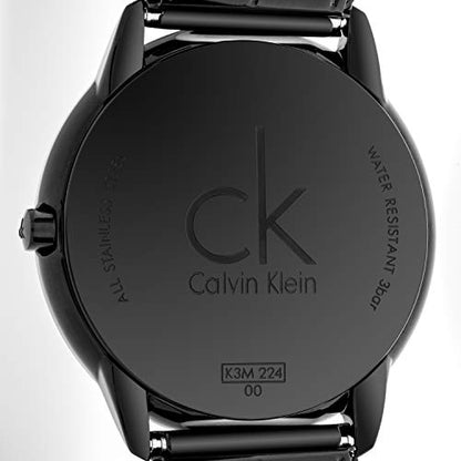 Calvin Klein Minimal Unisex Mesh Bracelet with Black Dial CK Logo Watch