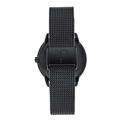 Calvin Klein Minimal Unisex Mesh Bracelet with Black Dial CK Logo Watch