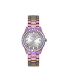 Montre-bracelet Guess pour femme, en acier inoxydable violet pailleté