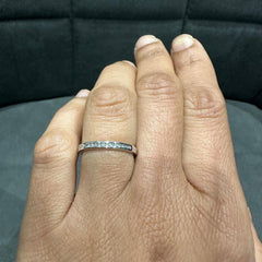 18K White Gold Channel Set Half Eternity Ring in Round Natural Diamond
