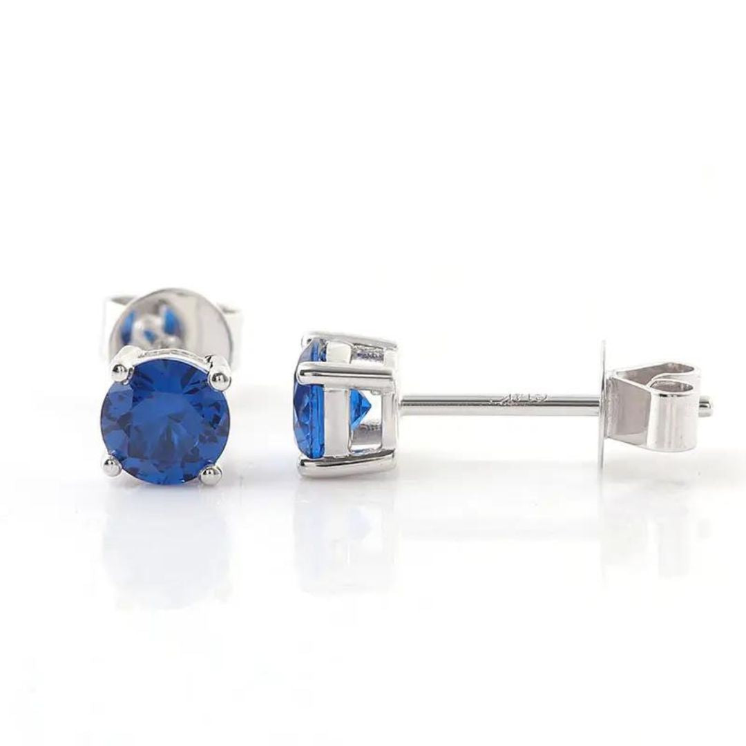 0.80ct Blue Sapphire White Gold Studs Earrings