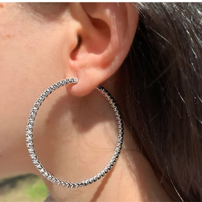 Lab Diamond Hoop Earrings in G/vs Clarity