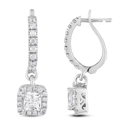 1.29ct Halo Diamond Earrings In 18k White Gold