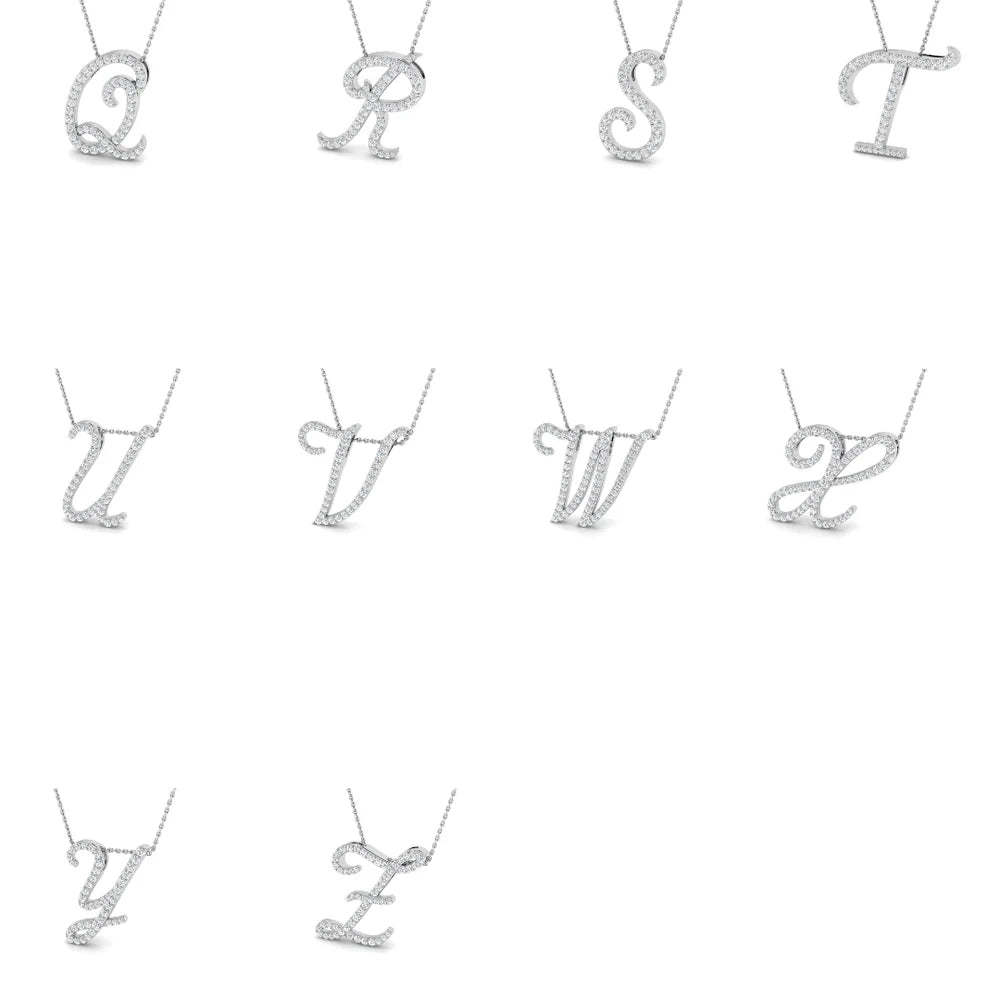 Diamond Initial Pendant in Gold & Platinum | A-Z Personalized Pendant Without Chain