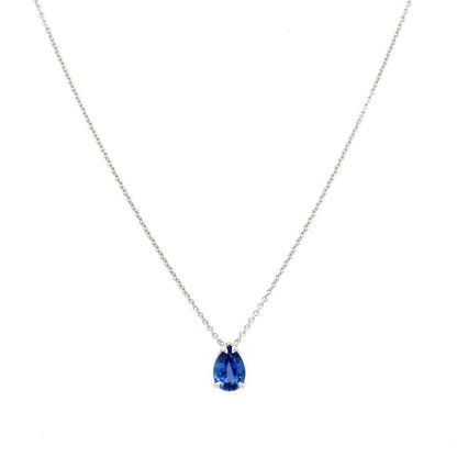 0.08ct Sapphire Lab Diamond Solitaire Necklace In Silver