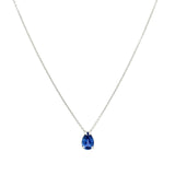 3.00Ct Lab Grown and Sapphire Pear Solitaire Diamond Pendant in Silver