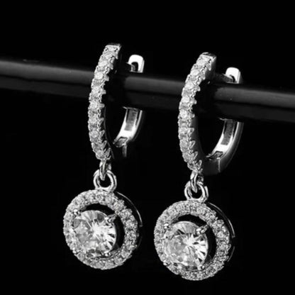 1.15ct Round Diamond Drop Earrings In 18K White Gold