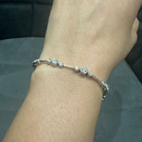 3.00 Carat Round Cut Bezel Set Natural Diamond Bracelet in 9K White Gold | UK Hallmarked