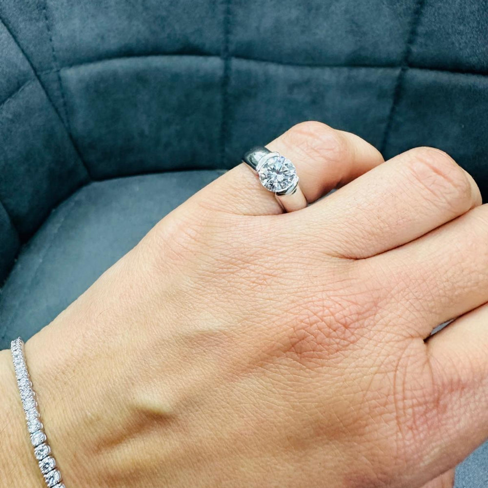 half bezel diamond valentine ring