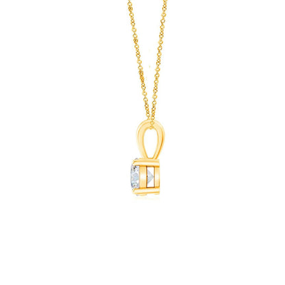 0.50ct Diamond Solitaire Pendant Necklace In 18K Yellow Gold