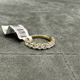 Bague demi-alliance en or blanc 9 carats sertie d'un diamant rond de laboratoire de 2,0 carats et serti griffes en U