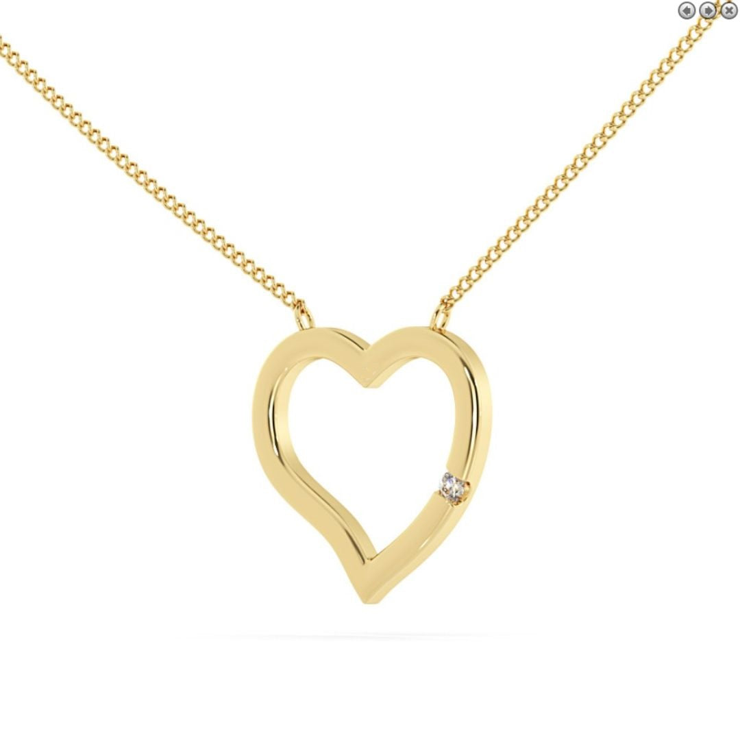 0.03ct Diamond Heart Pendant Necklace In Gold