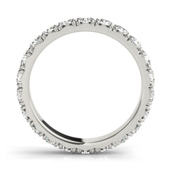 Round Cut Natural Diamond French Pave Set Full Eternity Ring Crafted in 9K White Gold