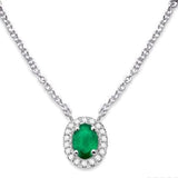 2.50Ct Lab Grown Diamond Emerald Solitaire Oval Pendant Necklace in Silver