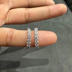 Round Cut Lab Grown Diamond Micro Pave Set Huggie Hoop Earring in 9K White Gold