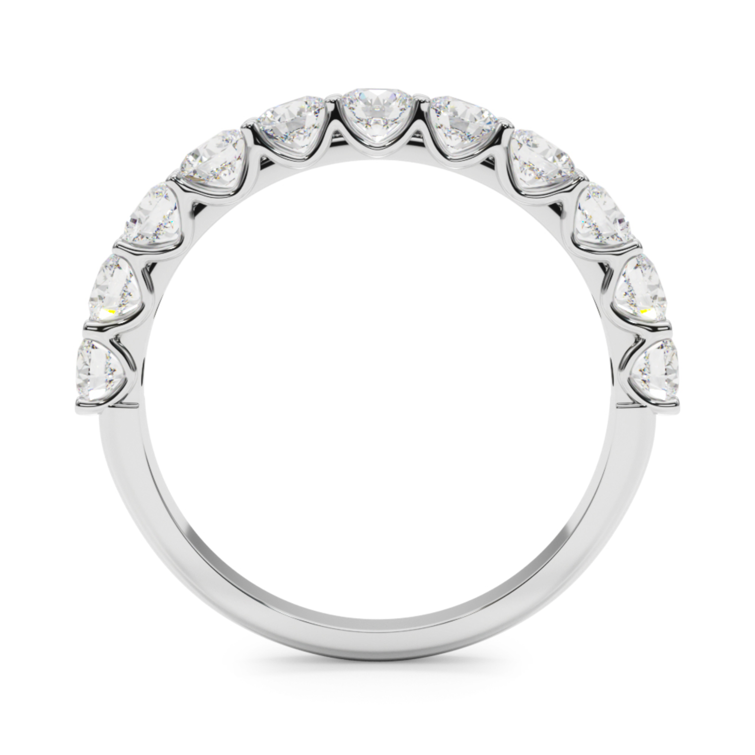 Alliance solitaire à six griffes de 1,0 carat en or blanc 9 carats