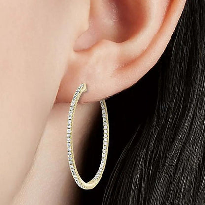 0.50  Lab Diamond Hoop Earrings In Yellow Gold