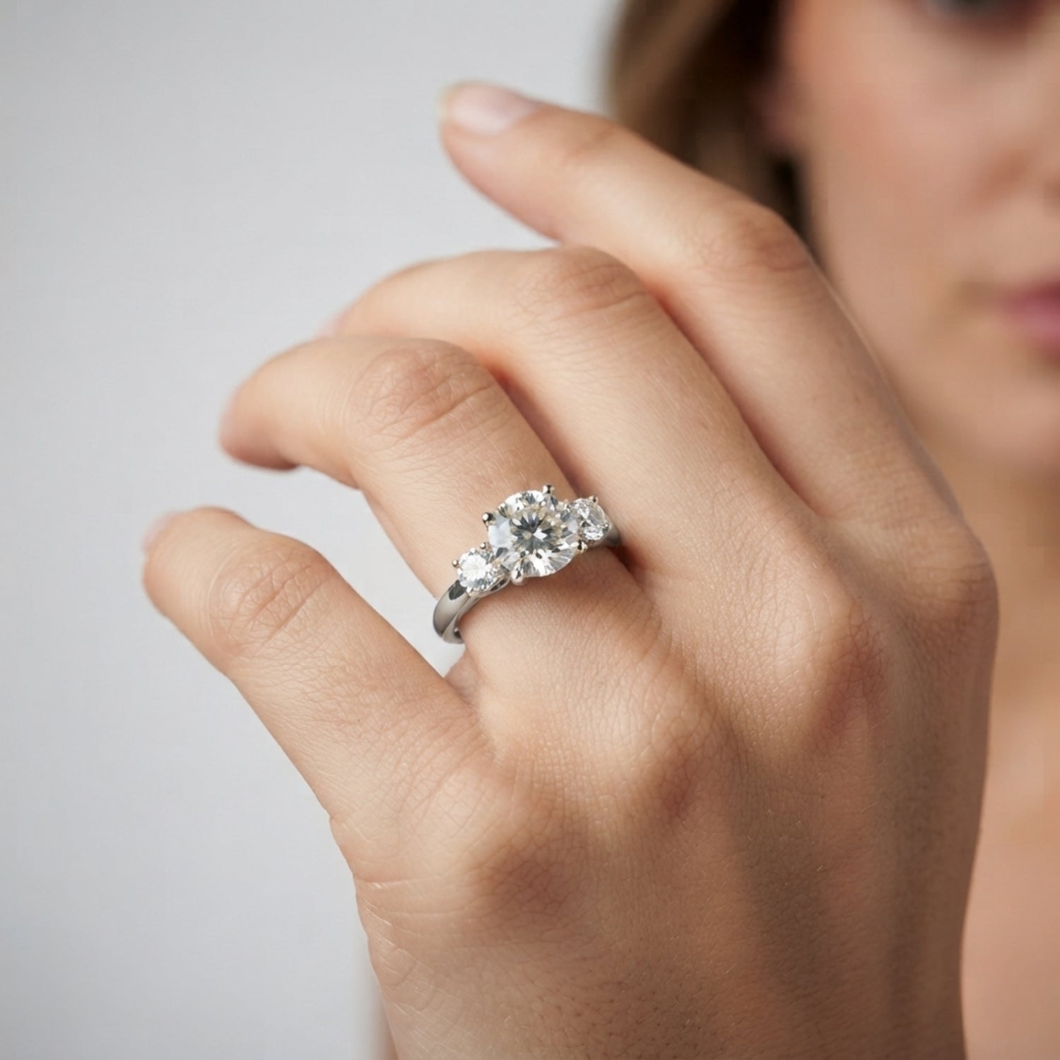 Three Stone Engagement Ring and Diamond Engagement Ring