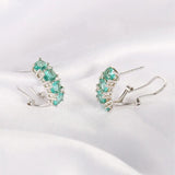 0.16Ct Oval Cut Aqua White Gold Half Huggie Tiny Studs Earring