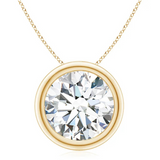 Bezel-Set Round Diamond Solitaire Pendant Necklace.