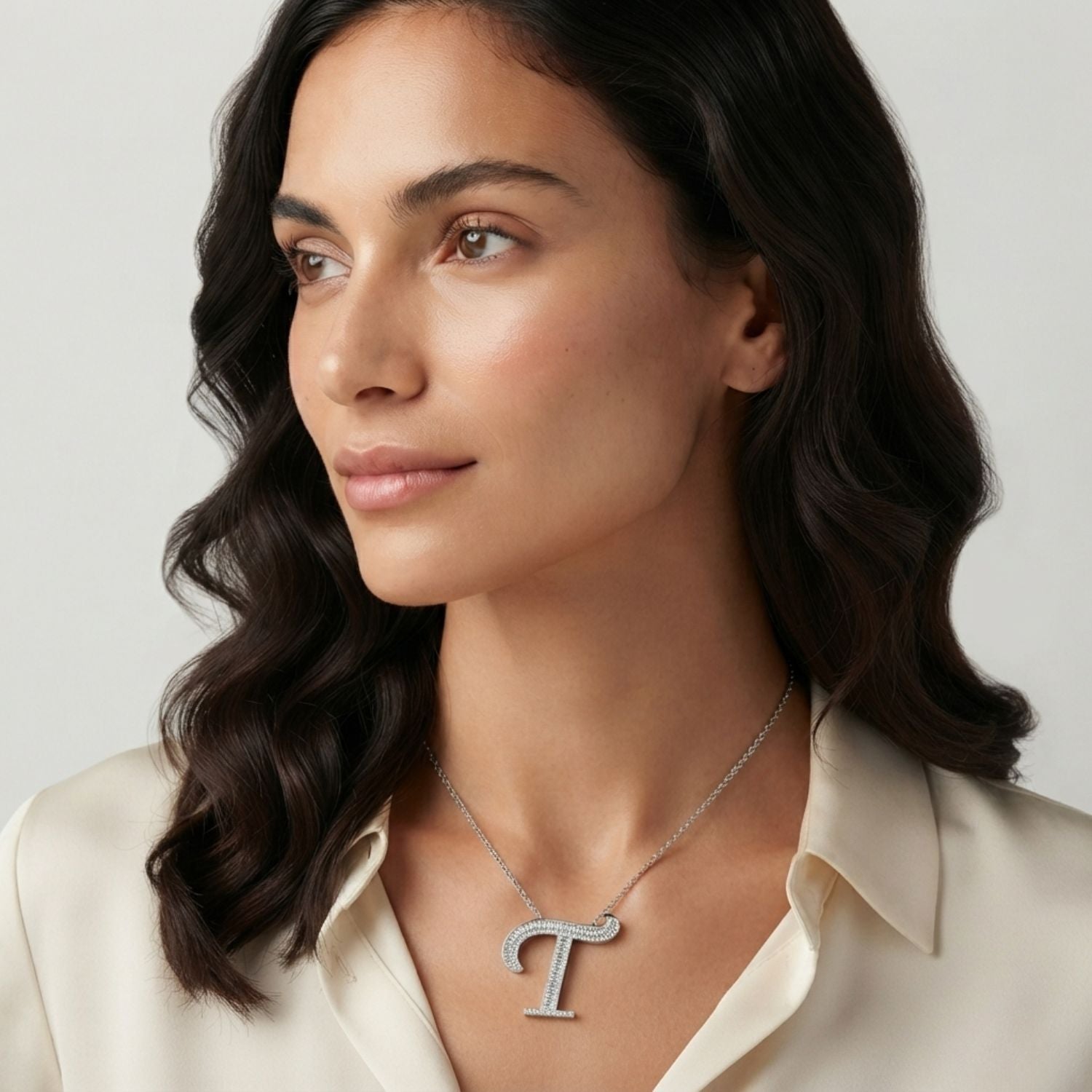 Diamond Initial 'A-Z' Pendant | Chic Diamond Necklace Without Chain
