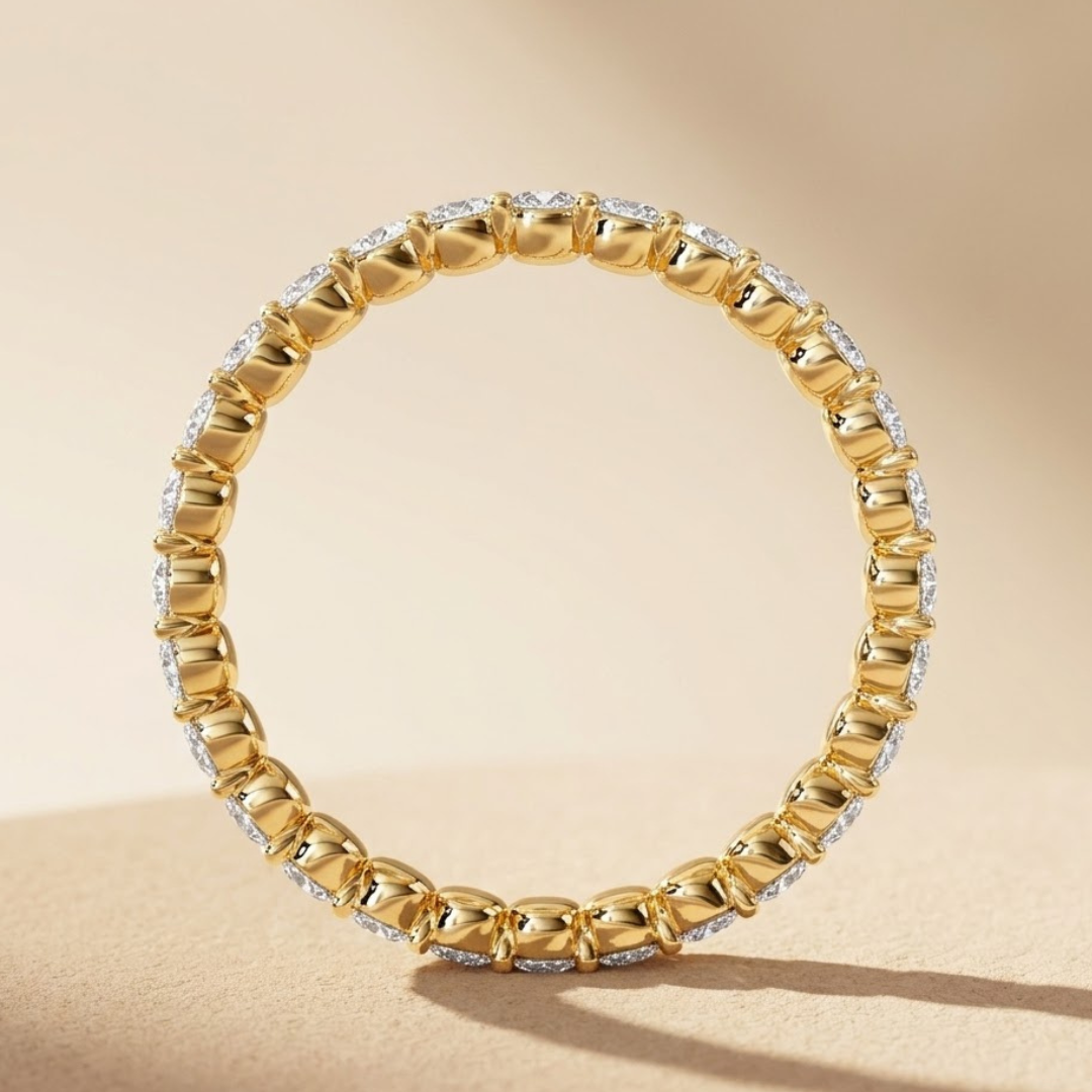 1.00ct Lab Grown Diamond Full Eternity Claw Set Ring in 9K Gold