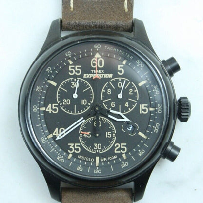 Expedition Field Chronograph Watch with Brown Leather Strap