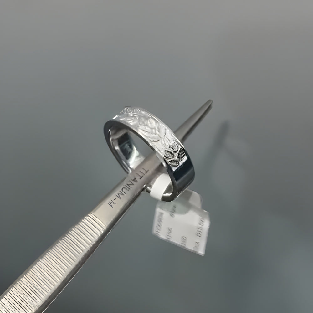 half engraved platinum ring, unisex platinum wedding band