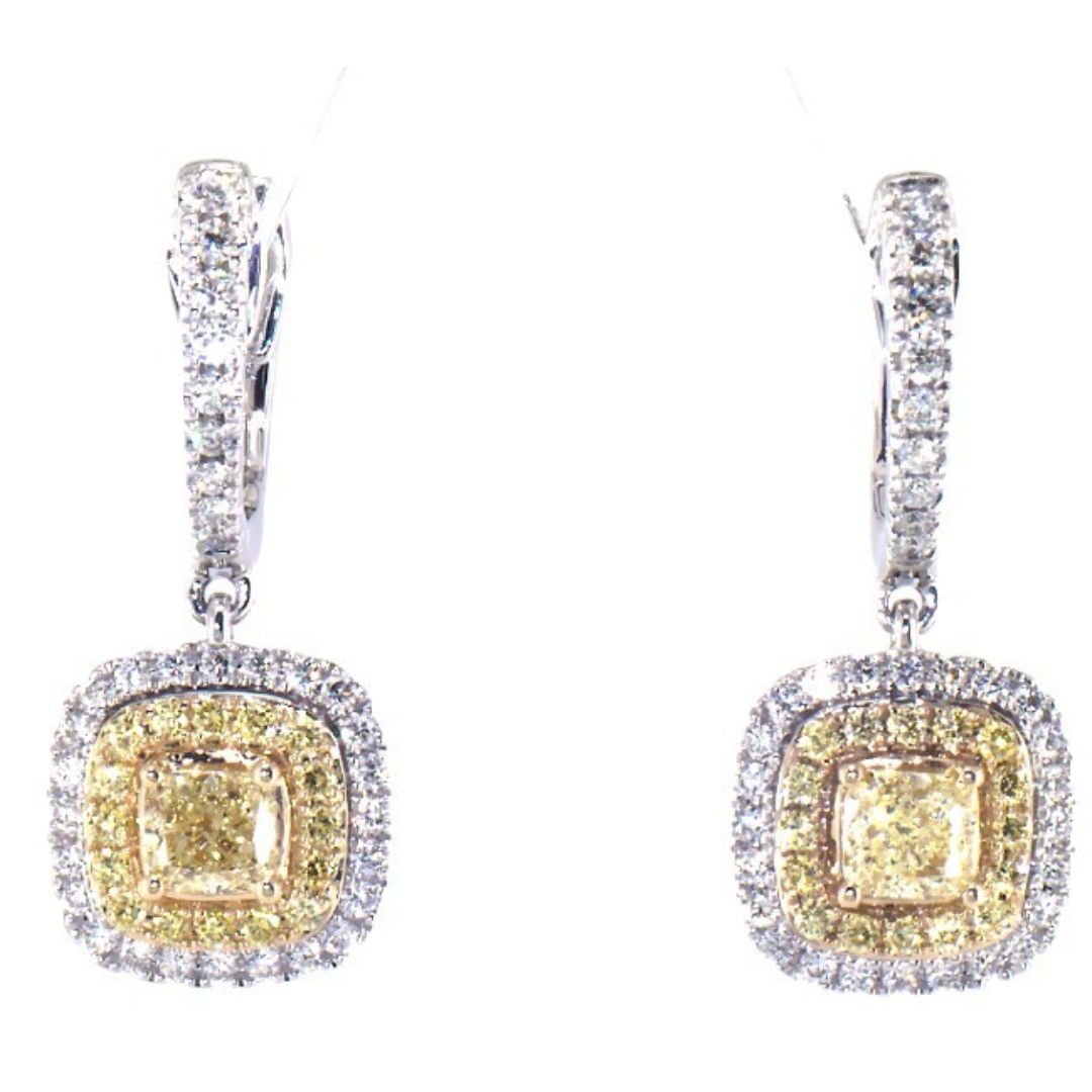 3ct Diamond Halo Earrings 18K Gold