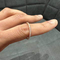 9KT Rose Gold Micro Pave Set Lab Grown Diamond Half Eternity Ring for Women
