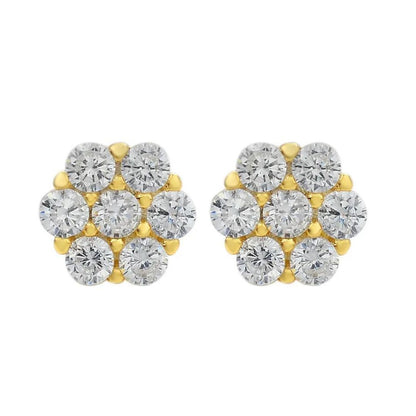 0.25ct Lab Diamond Cluster Earrings  Yellow Gold