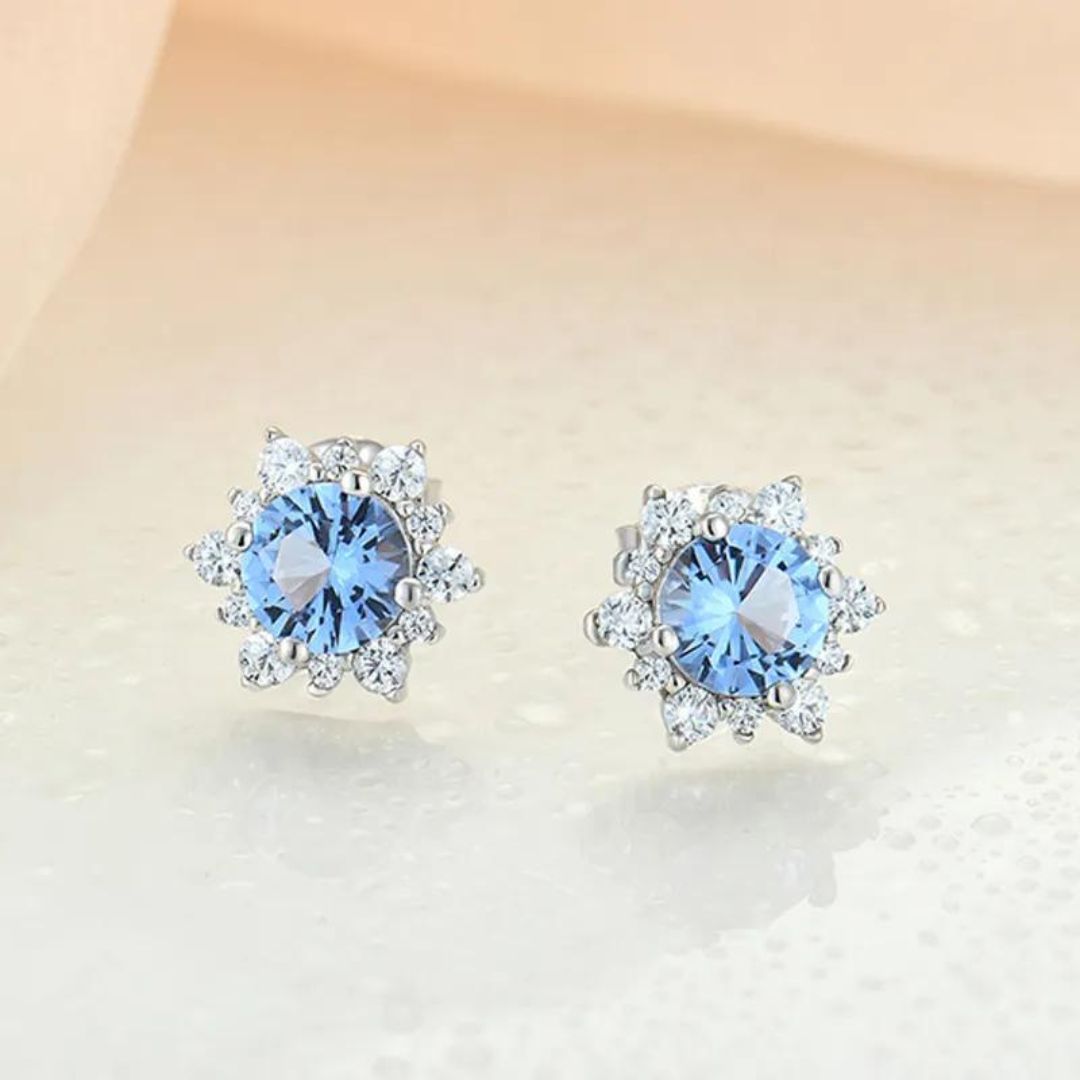 0.50ct Aquamarine Diamond Earrings in 18k White Gold