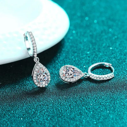 0.30Ct Lab Grown Diamond Dangle Drop Earrings in 9K White Gold