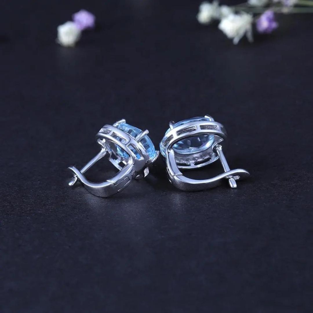 0.12ct Diamond Aquamarine White Gold Earrings