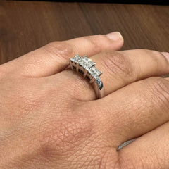 18K White Gold Natural Diamond Round Cut Trio Set Engagement Ring for Women