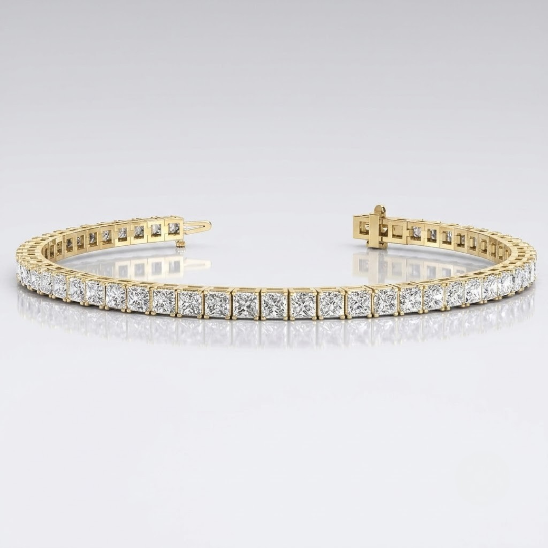 Princess Cut Diamond Tennis Bracelet – Natural & Lab Grown | Gold & Platinum