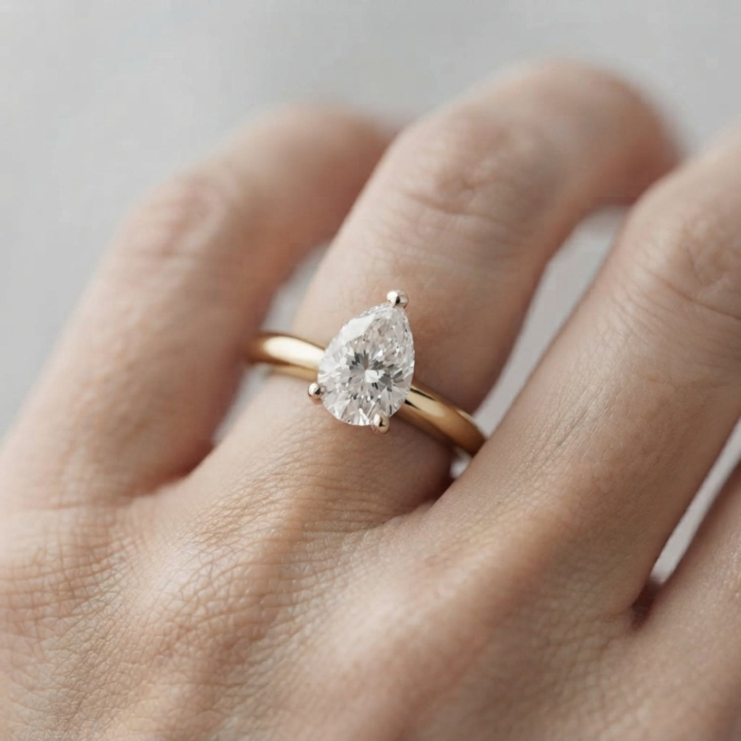 Pear Cut Natural & Lab Grown Diamond Solitaire Ring – Elegant Prong Setting