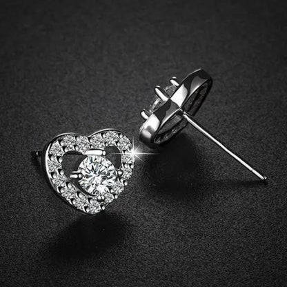 Diamond Heart Shape Earrings In White Gold