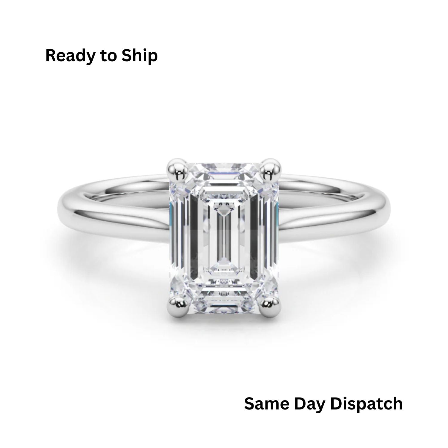 Alliance solitaire à six griffes de 1,0 carat en or blanc 9 carats