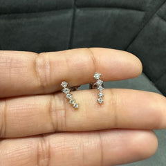 0.50 Carat Round Natural Diamond Bar Set Stud Earrings in 9K White Gold