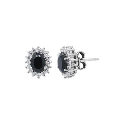 0.07ct Oval Shape Sapphire Diamond Earrings