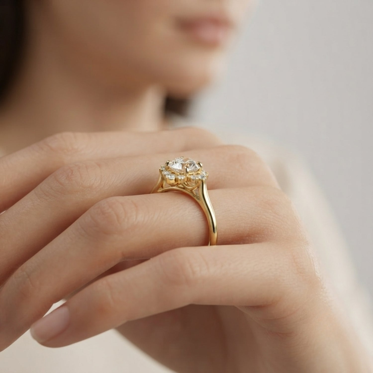 2.00 CT Lab-Grown Diamond Scattered  Halo Engagement Ring in Platinum