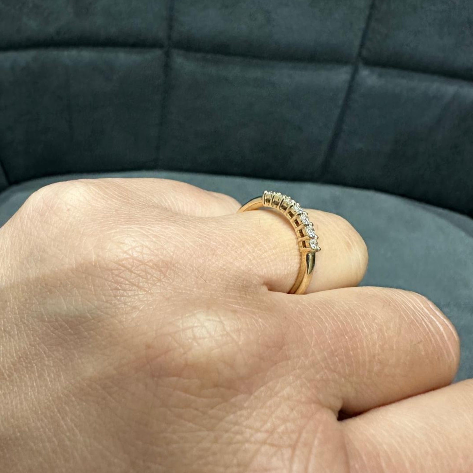 Natural Diamond Prong Set 7 Stone Ring in 9KT Yellow Gold for Women