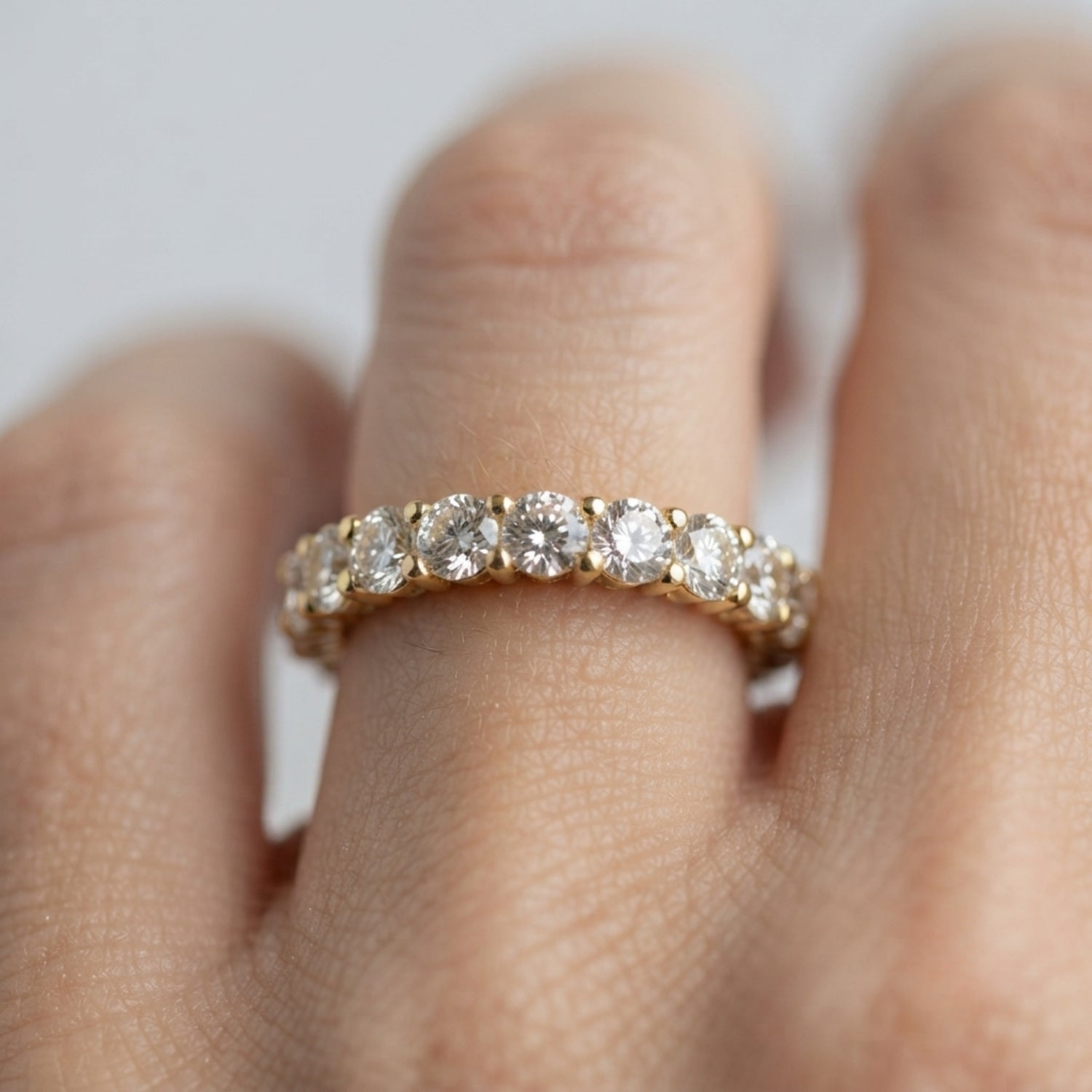 0.50-3.50 Carat Lab-Grown Round Cut D/VVS Diamond Prong Set Full Eternity Ring.