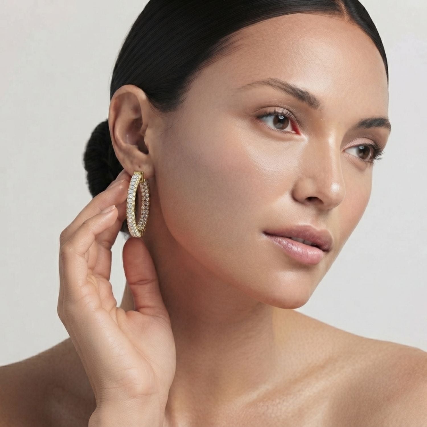 Hoop Earrings - 2.50ct Round Diamond Gold