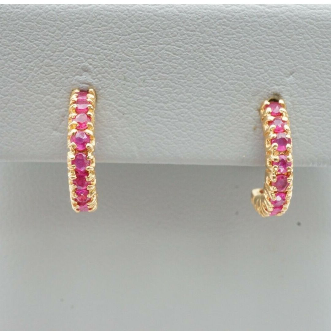 0.16ct Pink Sapphire Diamond Yellow Gold Earrings