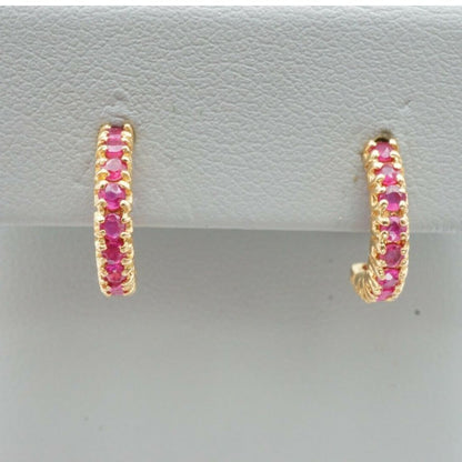 0.16ct Pink Sapphire Diamond Yellow Gold Earrings