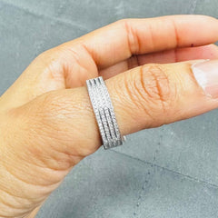 Luxury Platinum Micro Pavé Diamond Ring, Full Eternity Band with Round Natural Diamonds