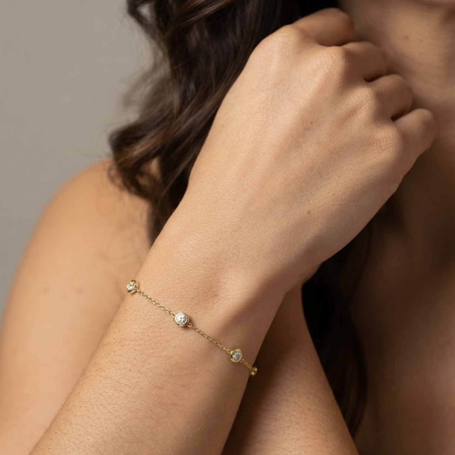 0.20 Ct D-E/VS Lab Grown Diamond Everyday Bracelet 9k Yellow Gold Ready To Ship